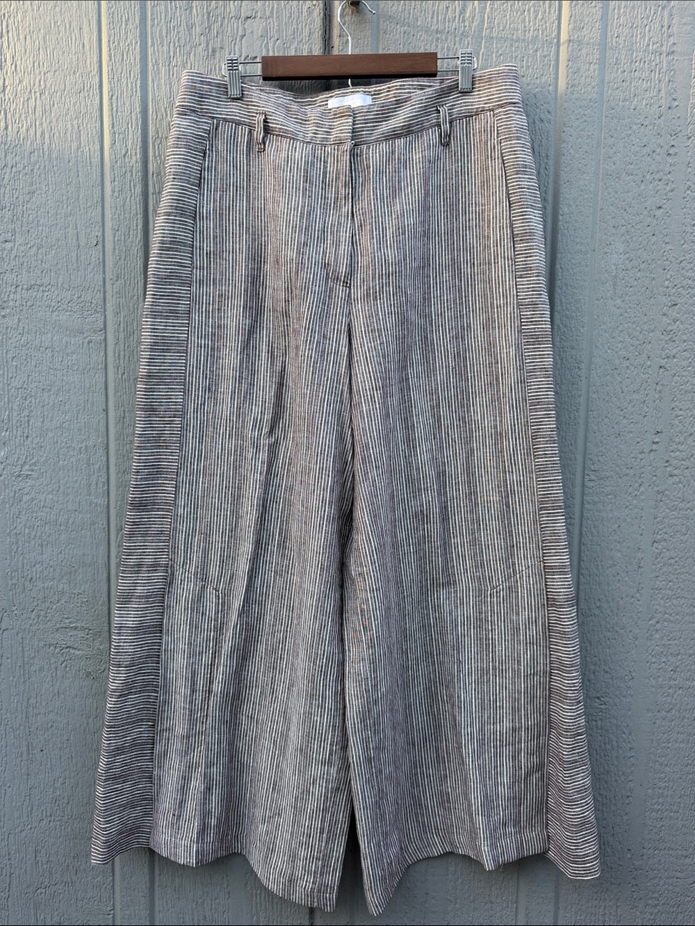 Anthropologie Wide-Leg Striped 100% Linen Pants